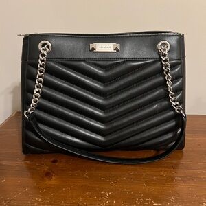 MICHAEL Michael Kors Black and Silver Quilted Shoulder Bag